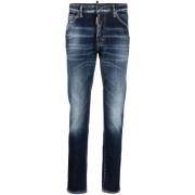 Dsquared2 Blå Slim-Fit Jeans med Whiskering Effekt Blue, Herr