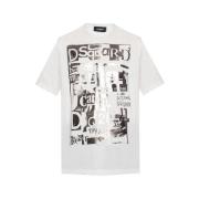 Dsquared2 it Slouch Fit T-shirt White, Herr