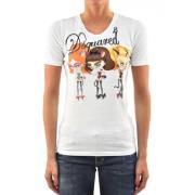 Dsquared2 Grafiskt Tryck Bomull Dam T-shirt White, Dam