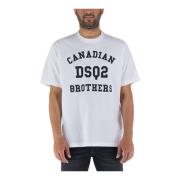 Dsquared2 Vit Bomull T-Shirt från Canadian Brothers White, Herr