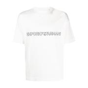 Emporio Armani Herr T-shirt med logotryck och rund hals White, Herr