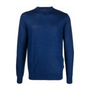 Emporio Armani Blå Ullblandad Pullover Blue, Herr