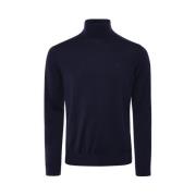 Emporio Armani Essentiell Rollneck Tröja i Ren Jungfruull Blue, Herr