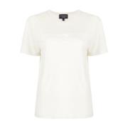 Emporio Armani Logo-Print Linne-Blandad T-Shirt White, Dam