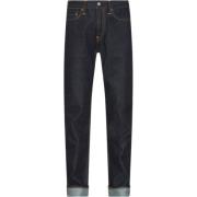 Evisu Rå denim jeans med broderade bakfickor Blue, Herr