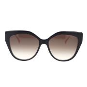 Fendi Glamorösa Oversized Cat-Eye Solglasögon Black, Unisex