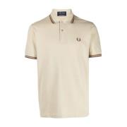 Fred Perry Beige Bomullspolo med Broderad Logotyp Beige, Herr