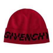 Givenchy Beanie Mössa med Röd/Rosa Nyans och Svart Logotyp Pink, Herr