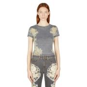 Guess Blommig Bränd T-Shirt Gray, Dam