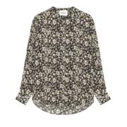 Isabel Marant Blommig Chemise - Storlek 38, Svart/Vit Multicolor, Dam