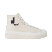 Isabel Marant Höga Toppsneakers i Bomull med Logotryck Beige, Dam