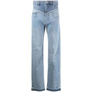 Isabel Marant Patchwork Straight-Leg Jeans Blue, Dam