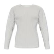 Issey Miyake Pleated T-shirt with long sleeves Gray, Herr