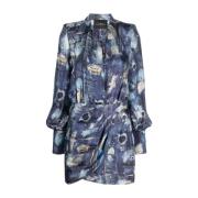 John Richmond Kort klänning med ikoniskt denim catwalk-mönster Blue, D...