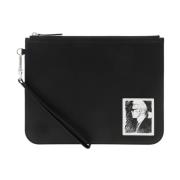 Karl Lagerfeld Elegant Svart Läder Clutch Väska Black, Dam