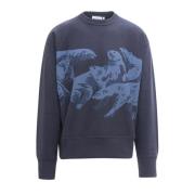 Kenzo Polar Bear-Print Bomullssweatshirt Blue, Herr