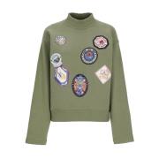 Kenzo Grön Bomullströja med Badges Green, Dam