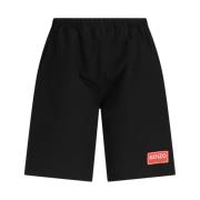Kenzo Svarta Bomull Logo Sport Shorts Black, Herr