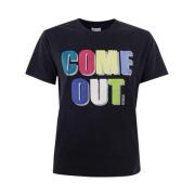 Kenzo Svart Bomull T-shirt med Multicolor Come Out Print Black, Herr