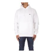 Lacoste Vit HerrHuvtröja, Ikoniskt Logotyp, Framficka White, Herr