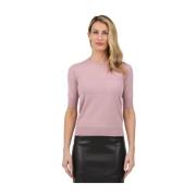 Max Mara Kortärmad Crewneck T-shirt med Ficka Pink, Dam