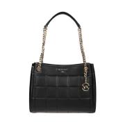 Michael Kors Susan Medium Quilted Shoulder Väska Black, Dam