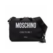 Moschino Herr Crossbody Väska med Logotyptryck Black, Herr