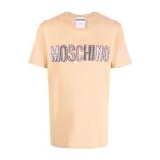 Moschino Logo-Patch Bomull T-shirt, Beige Beige, Herr