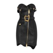 Moschino Svart Strapless Läderminiklänning Black, Dam