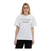 Moschino Bomull Logo T-Shirt White, Dam