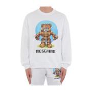 Moschino Vit Teddy Bear Robot Tränings T-shirt White, Herr