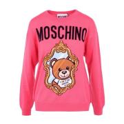 Moschino Rundhalsad Stickad Tröja Pink, Dam