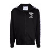 Moschino Snygg Svart Logo Zip-Through Sweatshirt Black, Herr