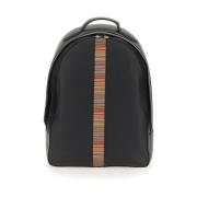 Paul Smith Signature Stripe Läder Ryggsäck Black, Herr