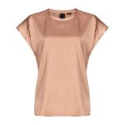 PINKO Lyxig Satin Stretch Farida Top Beige, Dam