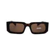 Prada Rektangulära solglasögon i blank Havana brun Brown, Unisex