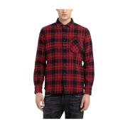 Replay Regular Fit Flanell Rutig Skjorta Black, Herr