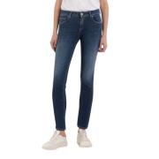 Replay Mediumblå Högmidjade Stretchiga Slim Fit Jeans Blue, Dam