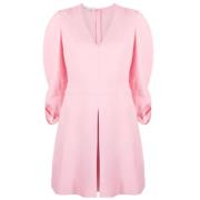 Stella McCartney Rosa Box-Pleat V-Hals Klänning Pink, Dam