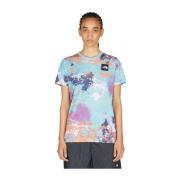 The North Face Bomull Splatter Grafisk T-Shirt Blue, Dam