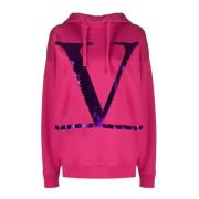 Valentino Tryckt logotyp huvtröja Pink, Dam