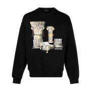 Versace Svart Grafiskt Tryck Sweatshirt Black, Herr