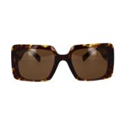 Versace Rektangulära Oversized Solglasögon Brown, Unisex