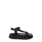 ASH Svarta Platta Sandaler med Rhinestone Black, Dam