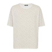 Balmain Oversized bomull T-shirt med tryckt pyramid monogram Beige, He...