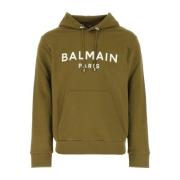 Balmain Stretchig olivgrön sweatshirt i bomull Green, Herr