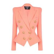 Balmain 8-button cinched-waist jacket Pink, Dam