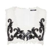 Balmain Barock strappy tweedtopp White, Dam