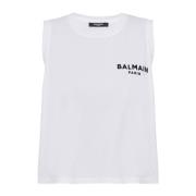 Balmain Flockad tanktopp White, Dam