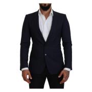 Dolce & Gabbana Blå Ull Slim Fit Formell Kavaj Blazer Blue, Herr